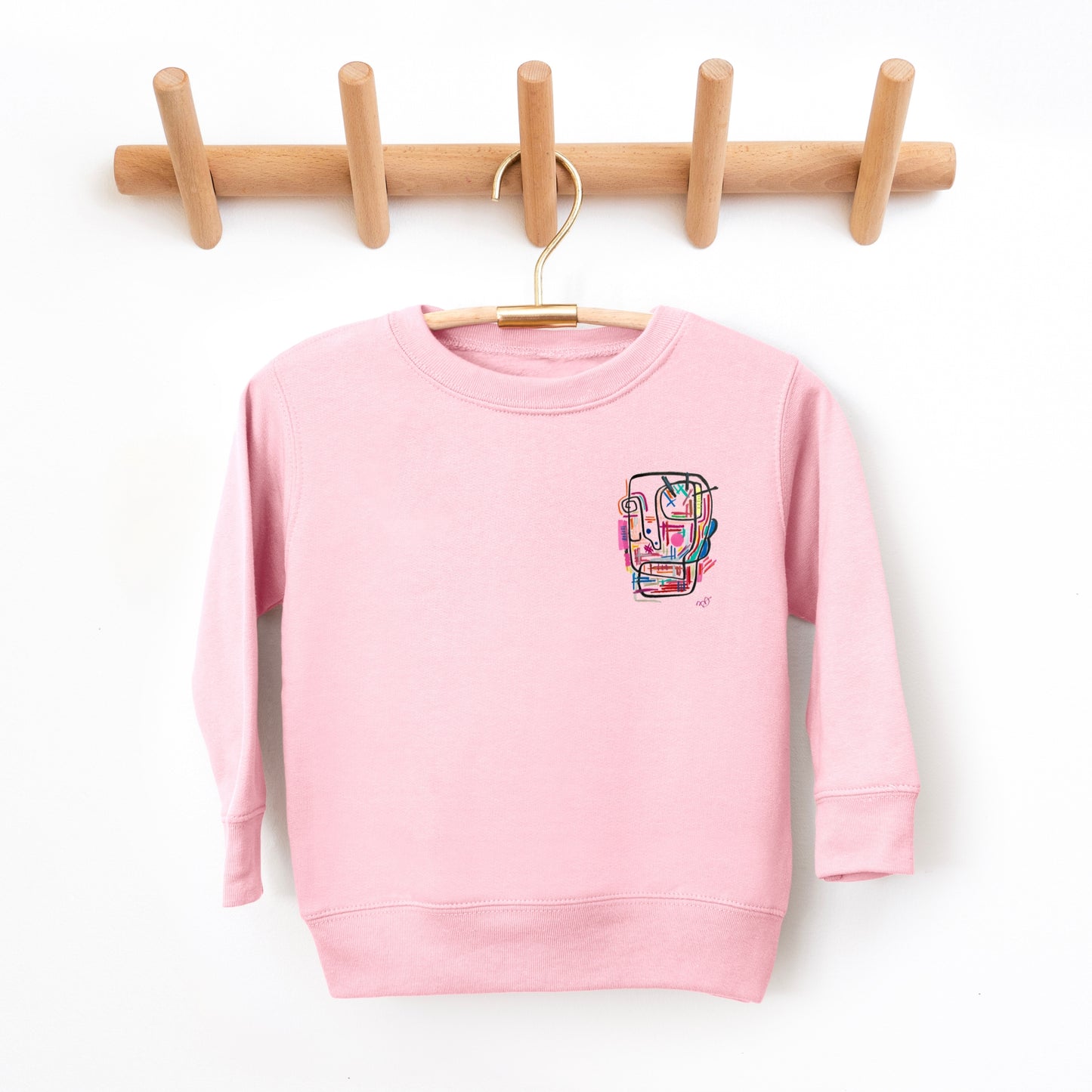 UNIQUE children's sweater unisex pink art work by SKINS LA