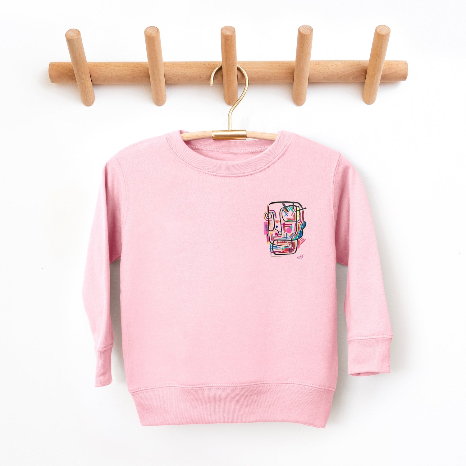 UNIQUE children's sweater unisex pink art work by SKINS LA 