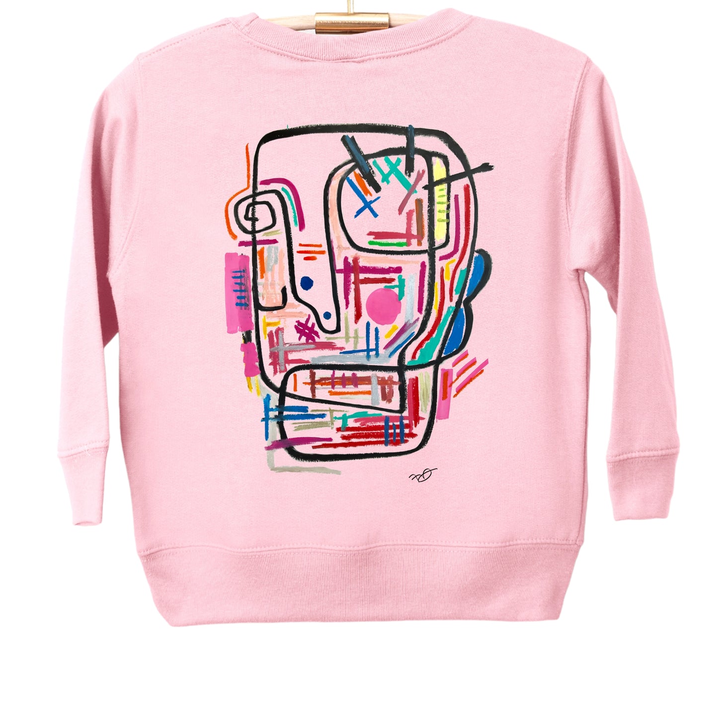 UNIQUE children's sweater unisex pink art work by SKINS LA