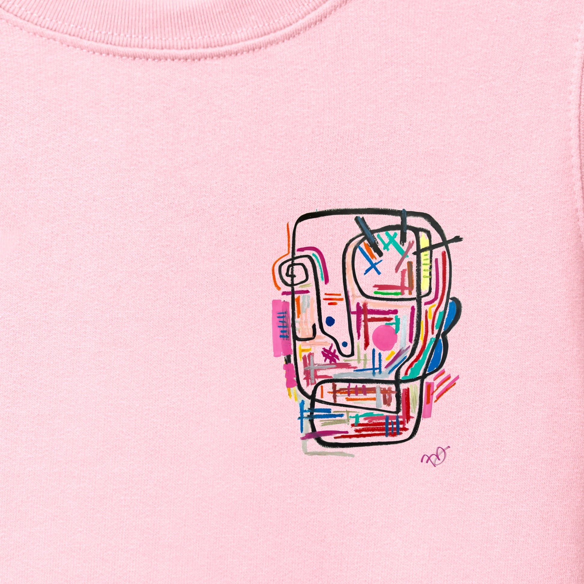 UNIQUE children's sweater unisex pink art work by SKINS LA