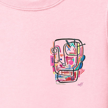 UNIQUE children's sweater unisex pink art work by SKINS LA