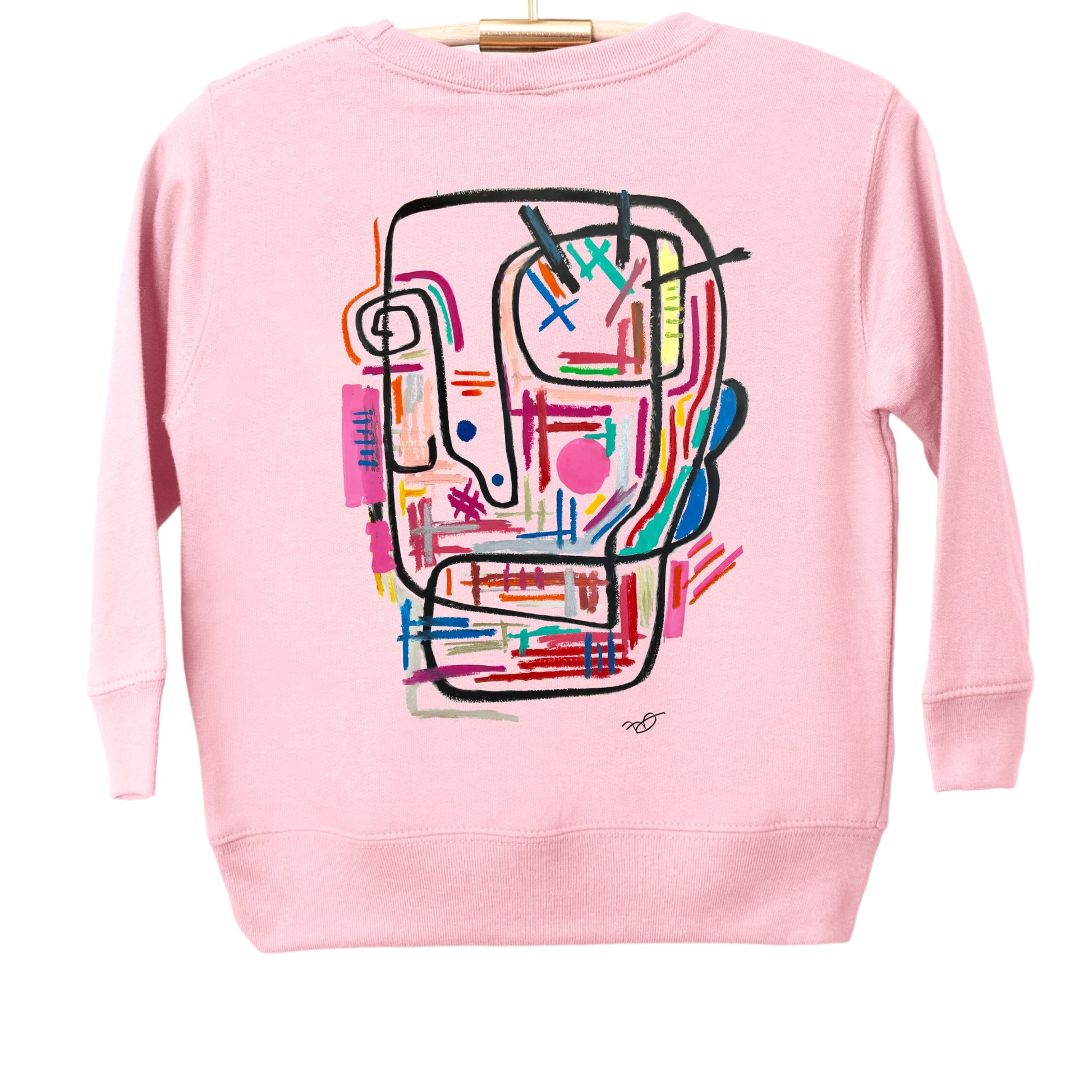 UNIQUE children's sweater unisex pink art work by SKINS LA