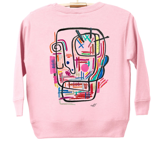 UNIQUE children's sweater unisex pink art work by SKINS LA