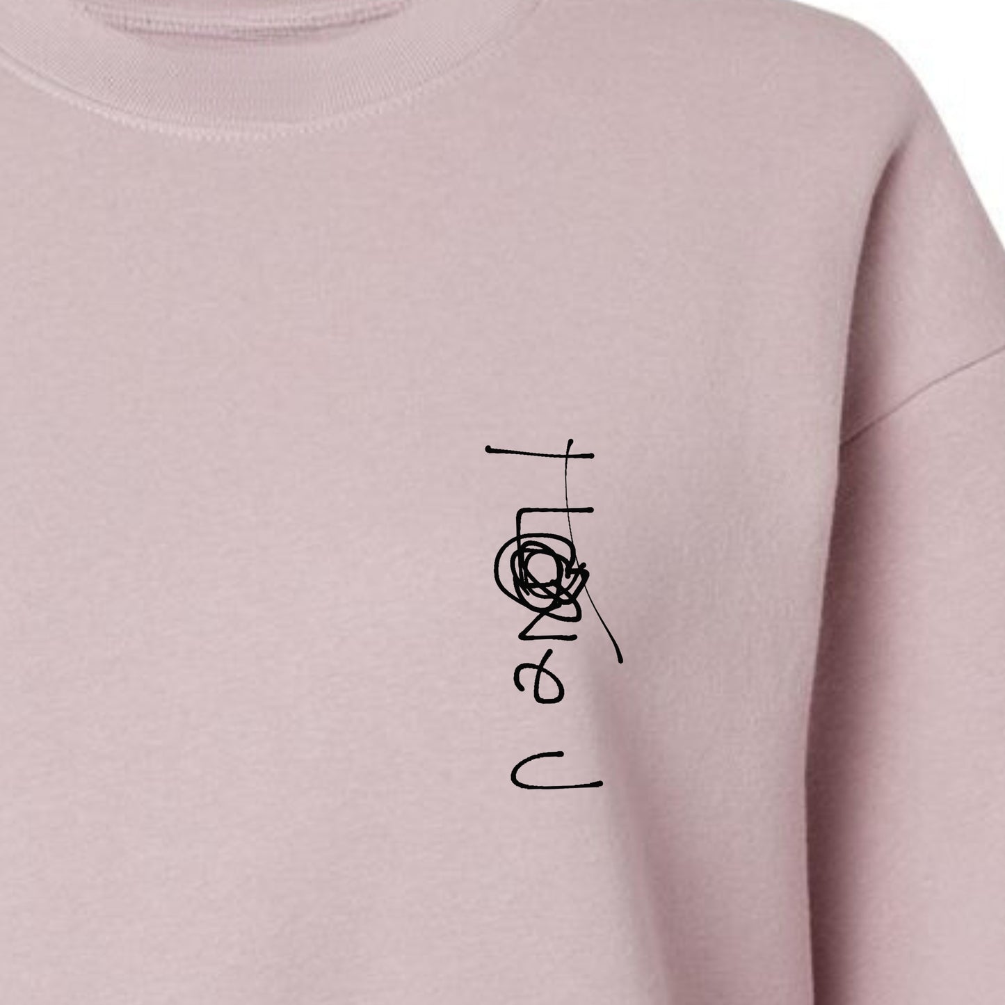 Womens 'I Love U' fleece crewneck sweater - Pink